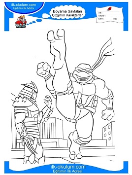 Çocuklar İçin Ninja Kaplumbağalar Boyama Sayfaları 